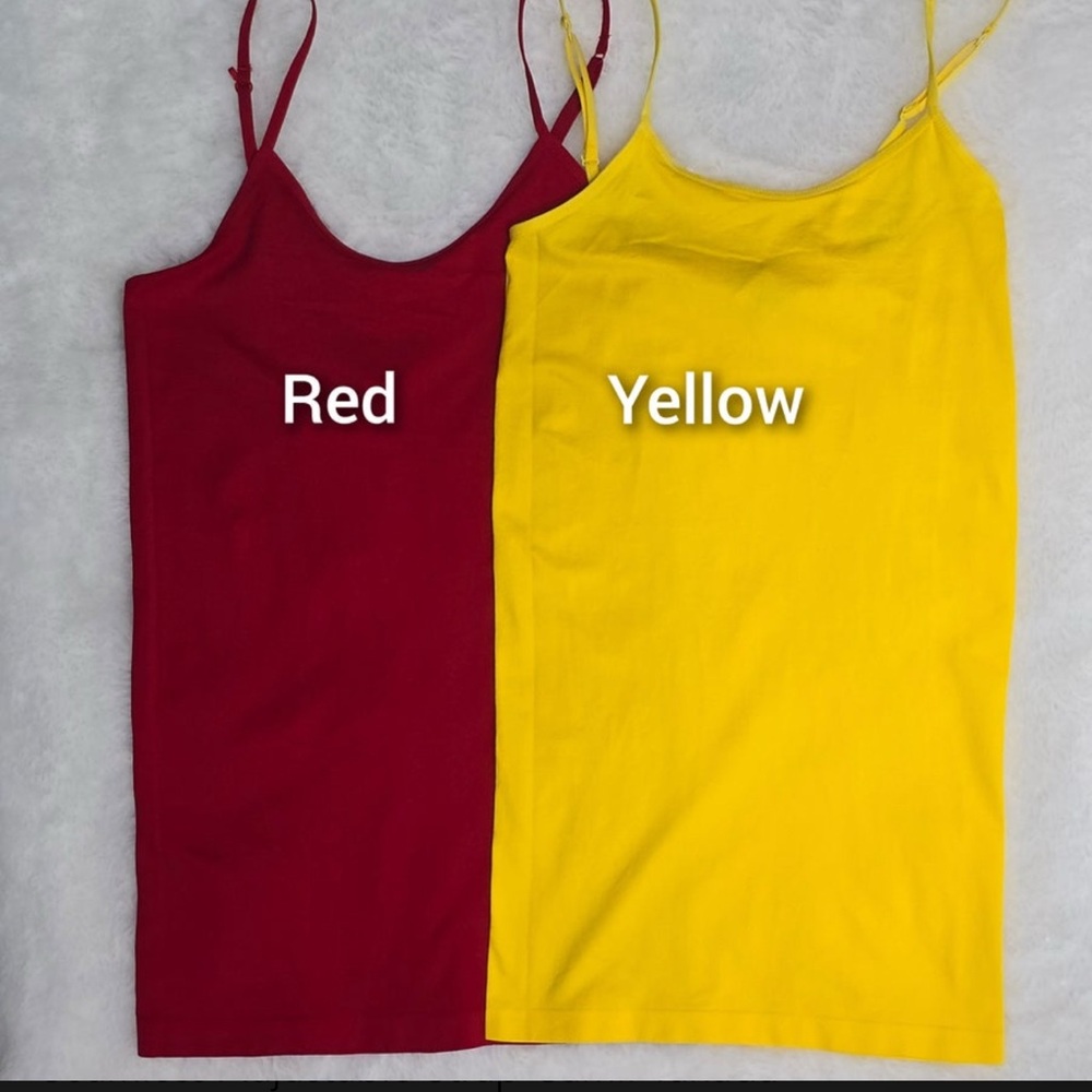Yahada 2 tops Women's Red and Yellow Spaghetti adjustable Strap Tops - Picture 2 of 2